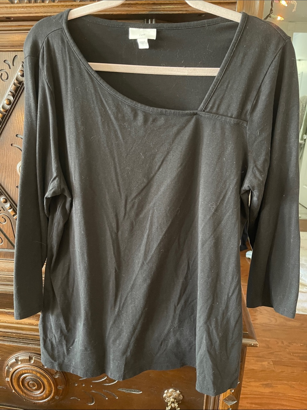 J. Jill Black Asymmetrical Neck Long Sleeve Tee
